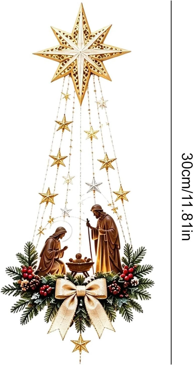 Lysende Julekrybbe Vægdekoration